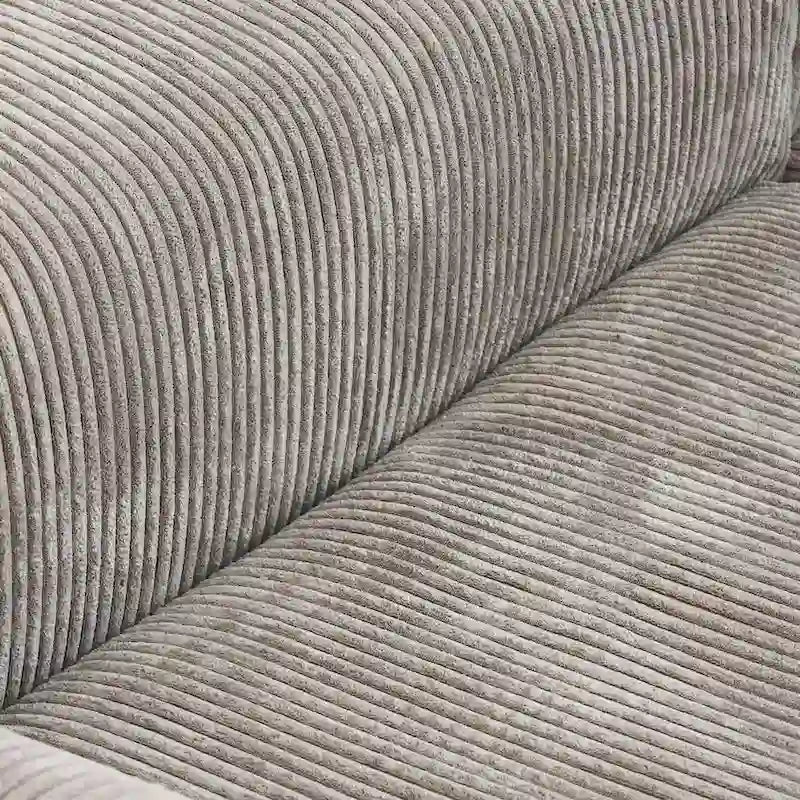 Divano componibile a L in velluto a coste nero / marrone chiaro / beige, 3-4 posti