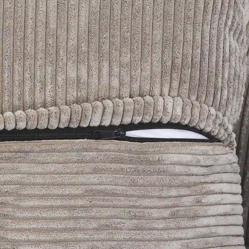 Divano componibile a L in velluto a coste nero / marrone chiaro / beige, 3-4 posti