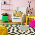 Pouf Ottomano Rotondo Poggiapiedi – Tessuto Lino, Gambe in Legno Massello, Vari Colori, 1 Persona