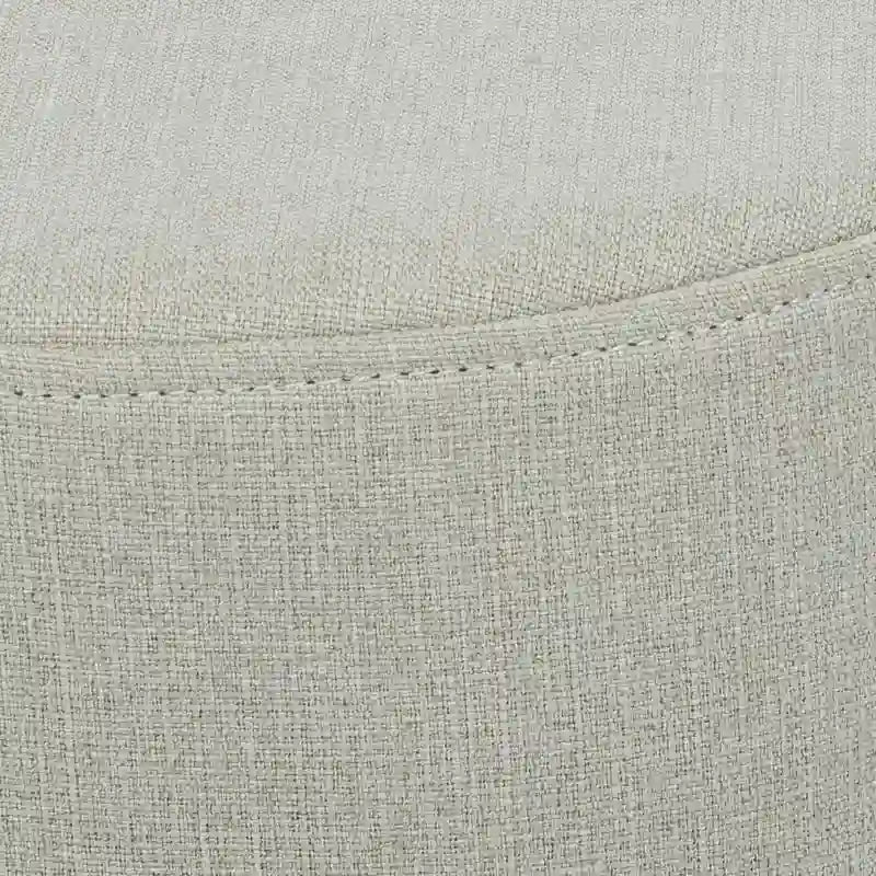 Pouf Ottomano Rotondo Poggiapiedi – Tessuto Lino, Gambe in Legno Massello, Vari Colori, 1 Persona