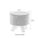 Pouf Ottomano Rotondo Poggiapiedi – Tessuto Lino, Gambe in Legno Massello, Vari Colori, 1 Persona