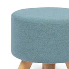 Pouf Ottomano Rotondo Poggiapiedi – Tessuto Lino, Gambe in Legno Massello, Vari Colori, 1 Persona