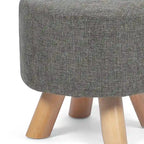 Pouf Ottomano Rotondo Poggiapiedi – Tessuto Lino, Gambe in Legno Massello, Vari Colori, 1 Persona