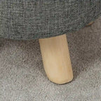 Pouf Ottomano Rotondo Poggiapiedi – Tessuto Lino, Gambe in Legno Massello, Vari Colori, 1 Persona