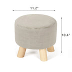 Pouf Ottomano Rotondo Poggiapiedi – Tessuto Lino, Gambe in Legno Massello, Vari Colori, 1 Persona