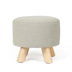 Pouf Ottomano Rotondo Poggiapiedi – Tessuto Lino, Gambe in Legno Massello, Vari Colori, 1 Persona