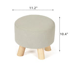 Pouf Ottomano Rotondo Poggiapiedi – Tessuto Lino, Gambe in Legno Massello, Vari Colori, 1 Persona