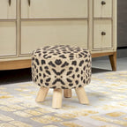 Pouf Ottomano Rotondo Poggiapiedi – Tessuto Lino, Gambe in Legno Massello, Vari Colori, 1 Persona