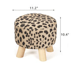 Pouf Ottomano Rotondo Poggiapiedi – Tessuto Lino, Gambe in Legno Massello, Vari Colori, 1 Persona