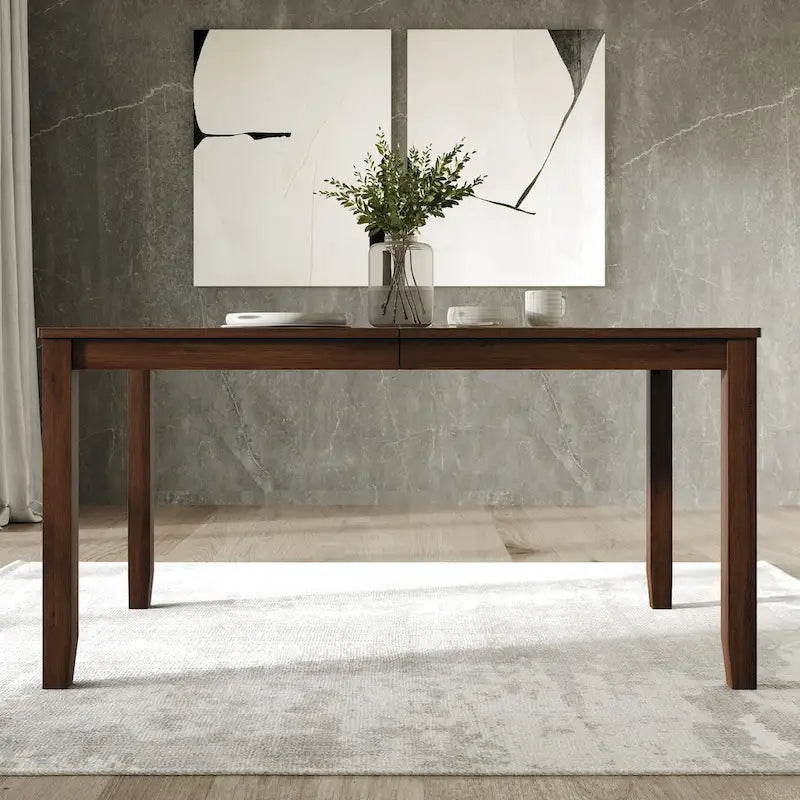 Tavolo da pranzo rettangolare a 6 posti – Piano in impiallacciatura di legno, nero / marrone / grigio / bianco / rovere naturale