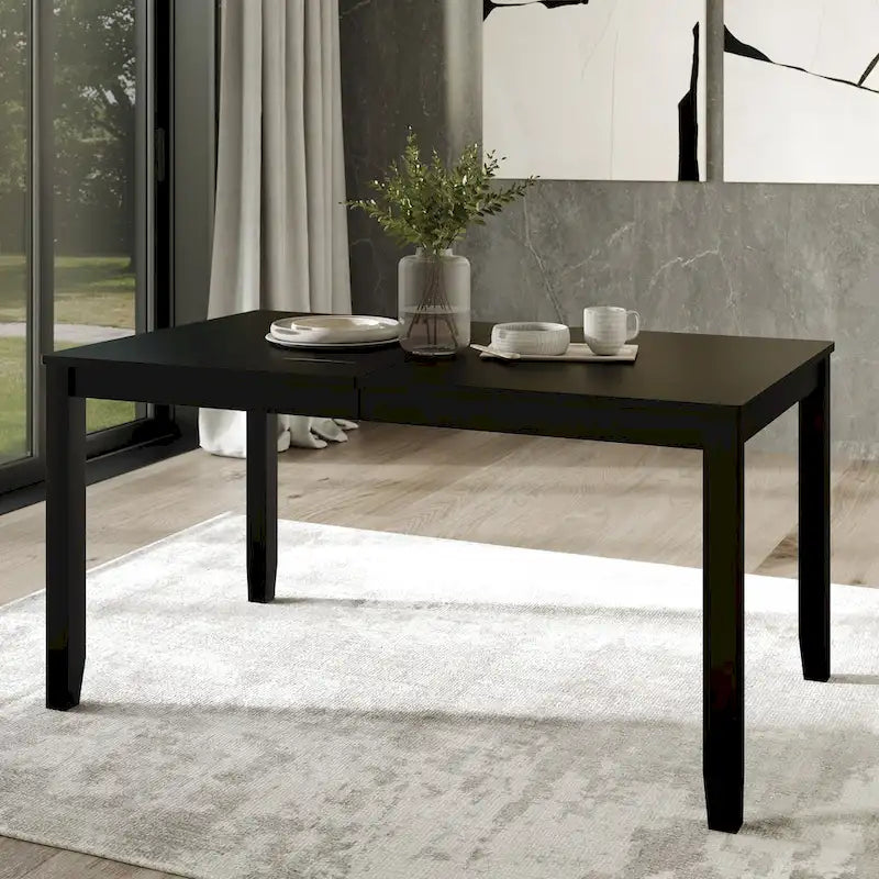 Tavolo da pranzo rettangolare a 6 posti – Piano in impiallacciatura di legno, nero / marrone / grigio / bianco / rovere naturale