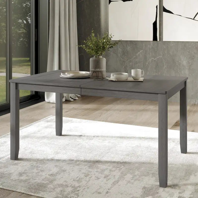 Tavolo da pranzo rettangolare a 6 posti – Piano in impiallacciatura di legno, nero / marrone / grigio / bianco / rovere naturale