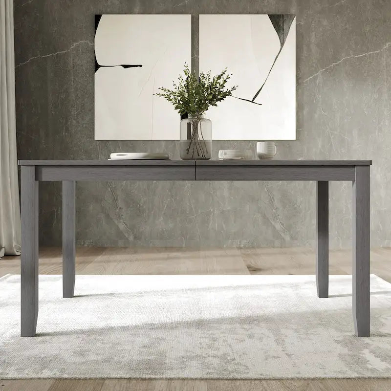Tavolo da pranzo rettangolare a 6 posti – Piano in impiallacciatura di legno, nero / marrone / grigio / bianco / rovere naturale