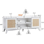 Mobile TV in rattan stile mid-century ciliegio/bianco/rovere naturale, adatto per TV fino a 75"