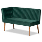 Set banquette per sala da pranzo in velluto grigio e noce scuro Mid-Century, 2 posti + angolare, 2 pezzi