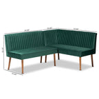 Set banquette per sala da pranzo in velluto grigio e noce scuro Mid-Century, 2 posti + angolare, 2 pezzi