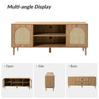 Mobile TV Coastal in Rattan Nero/Quercia con Ante Push-to-Open, Adatto per TV fino a 70"