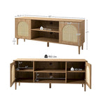 Mobile TV Coastal in Rattan Nero/Quercia con Ante Push-to-Open, Adatto per TV fino a 70"
