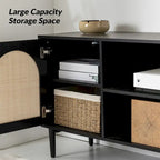 Mobile TV Coastal in Rattan Nero/Quercia con Ante Push-to-Open, Adatto per TV fino a 70"