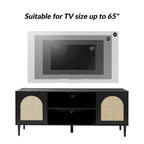 Mobile TV Coastal in Rattan Nero/Quercia con Ante Push-to-Open, Adatto per TV fino a 70"