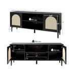 Mobile TV Coastal in Rattan Nero/Quercia con Ante Push-to-Open, Adatto per TV fino a 70"