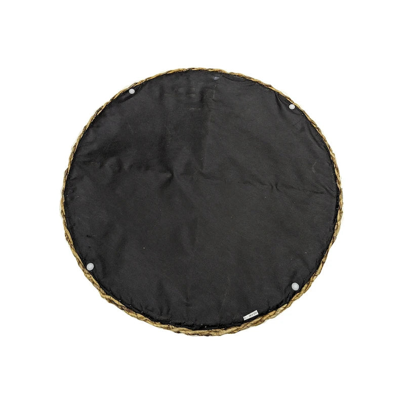 Pouf/Tavolino rotondo 1 posto in abaca intrecciata a mano, marrone e marrone chiaro