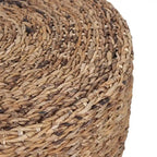 Pouf/Tavolino rotondo 1 posto in abaca intrecciata a mano, marrone e marrone chiaro