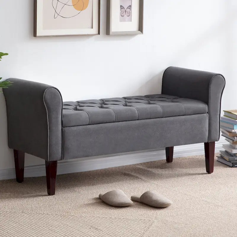 Panca contenitore in tessuto blu scuro/grigio/beige/marrone/beige-rosato, 2-3 posti a sedere