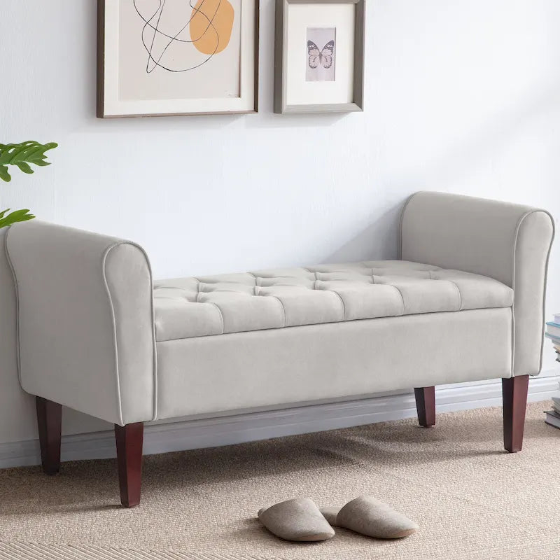 Panca contenitore in tessuto blu scuro/grigio/beige/marrone/beige-rosato, 2-3 posti a sedere