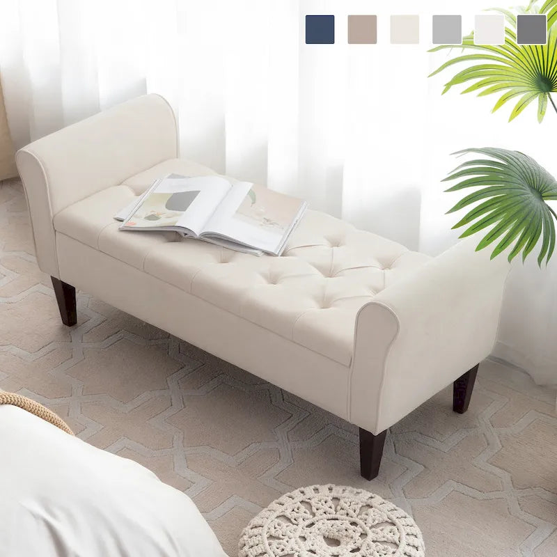 Panca contenitore in tessuto blu scuro/grigio/beige/marrone/beige-rosato, 2-3 posti a sedere