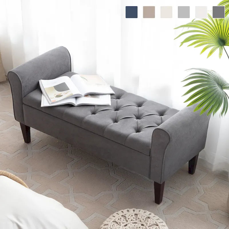 Panca contenitore in tessuto blu scuro/grigio/beige/marrone/beige-rosato, 2-3 posti a sedere