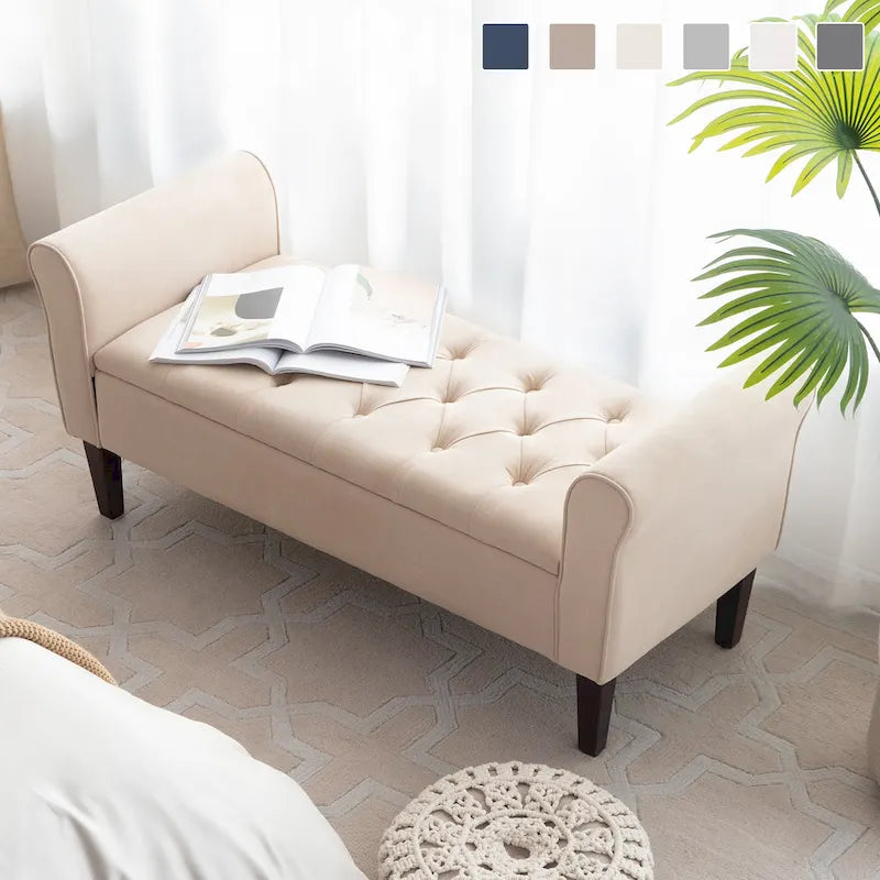 Panca contenitore in tessuto blu scuro/grigio/beige/marrone/beige-rosato, 2-3 posti a sedere