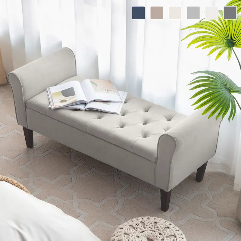 Panca contenitore in tessuto blu scuro/grigio/beige/marrone/beige-rosato, 2-3 posti a sedere
