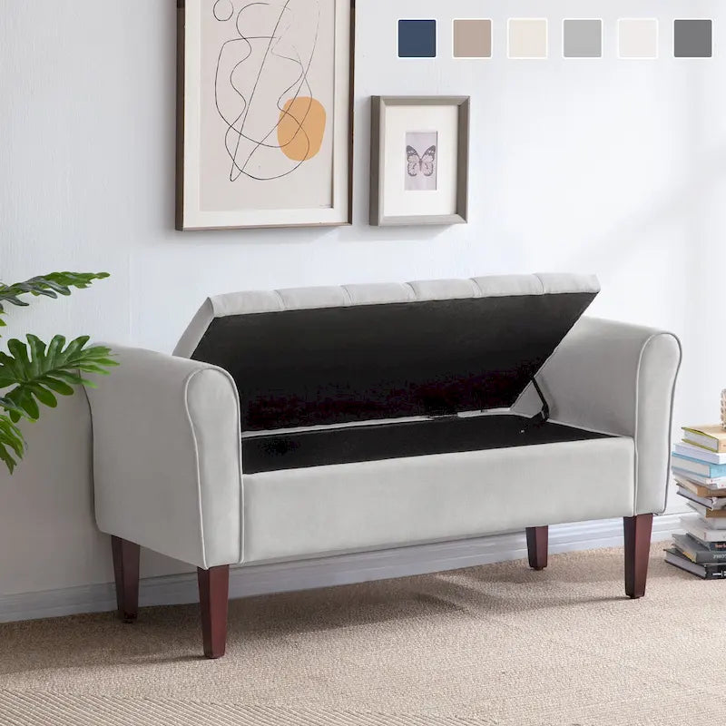 Panca contenitore in tessuto blu scuro/grigio/beige/marrone/beige-rosato, 2-3 posti a sedere