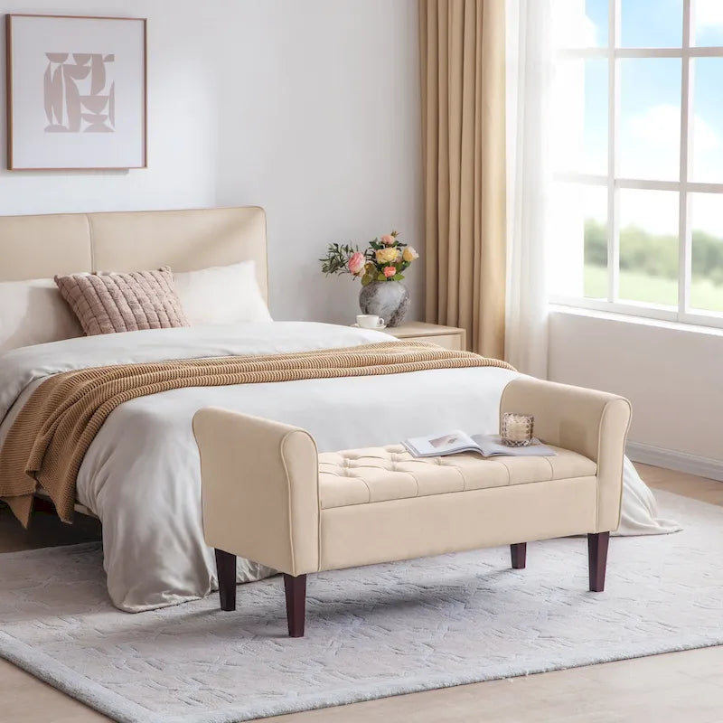 Panca contenitore in tessuto blu scuro/grigio/beige/marrone/beige-rosato, 2-3 posti a sedere