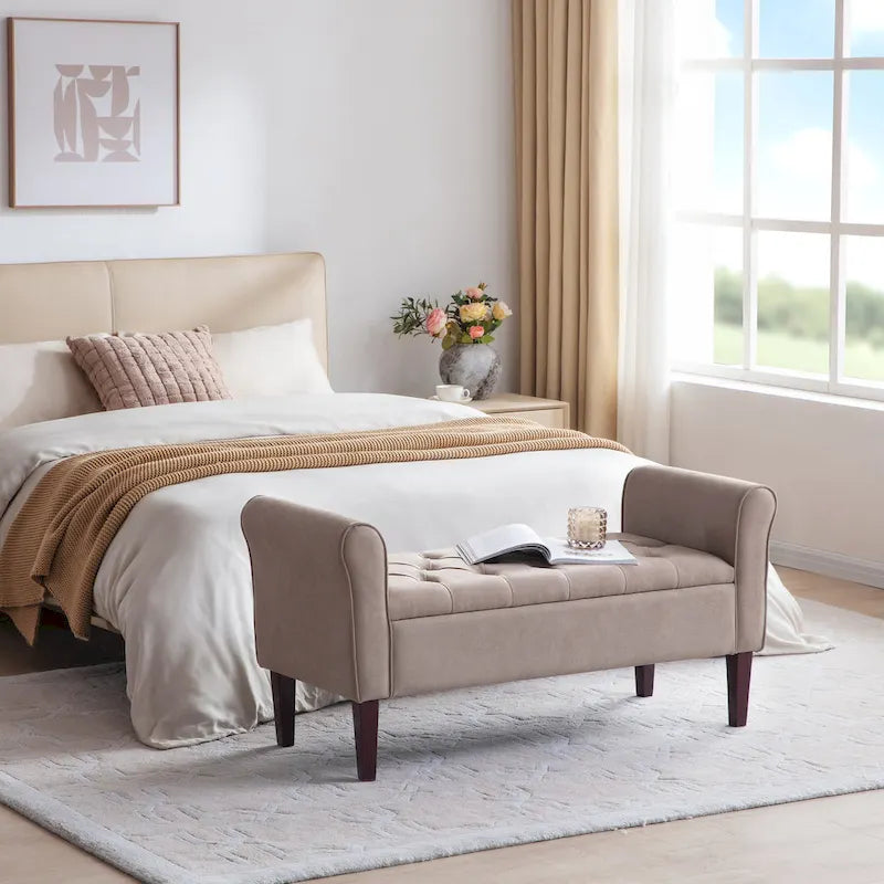 Panca contenitore in tessuto blu scuro/grigio/beige/marrone/beige-rosato, 2-3 posti a sedere