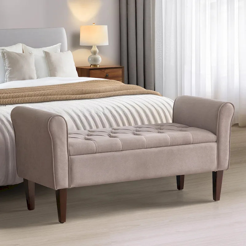 Panca contenitore in tessuto blu scuro/grigio/beige/marrone/beige-rosato, 2-3 posti a sedere