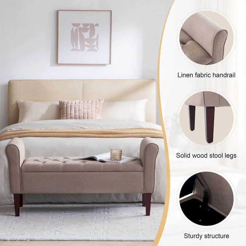 Panca contenitore in tessuto blu scuro/grigio/beige/marrone/beige-rosato, 2-3 posti a sedere