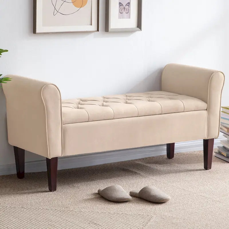 Panca contenitore in tessuto blu scuro/grigio/beige/marrone/beige-rosato, 2-3 posti a sedere