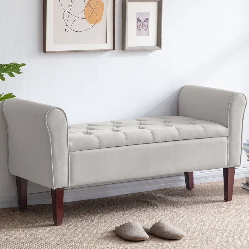 Panca contenitore in tessuto blu scuro/grigio/beige/marrone/beige-rosato, 2-3 posti a sedere