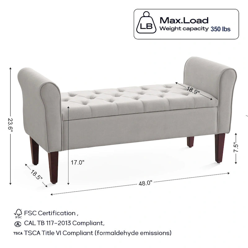 Panca contenitore in tessuto blu scuro/grigio/beige/marrone/beige-rosato, 2-3 posti a sedere