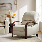 Poltrona reclinabile push-back in vera pelle multicolore, monoposto, braccioli in legno curvi