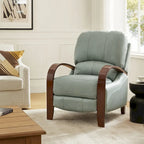 Poltrona reclinabile push-back in vera pelle multicolore, monoposto, braccioli in legno curvi