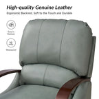 Poltrona reclinabile push-back in vera pelle multicolore, monoposto, braccioli in legno curvi