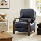 Poltrona reclinabile push-back in vera pelle multicolore, monoposto, braccioli in legno curvi