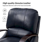 Poltrona reclinabile push-back in vera pelle multicolore, monoposto, braccioli in legno curvi