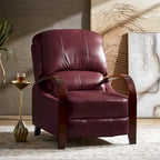 Poltrona reclinabile push-back in vera pelle multicolore, monoposto, braccioli in legno curvi