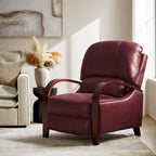Poltrona reclinabile push-back in vera pelle multicolore, monoposto, braccioli in legno curvi