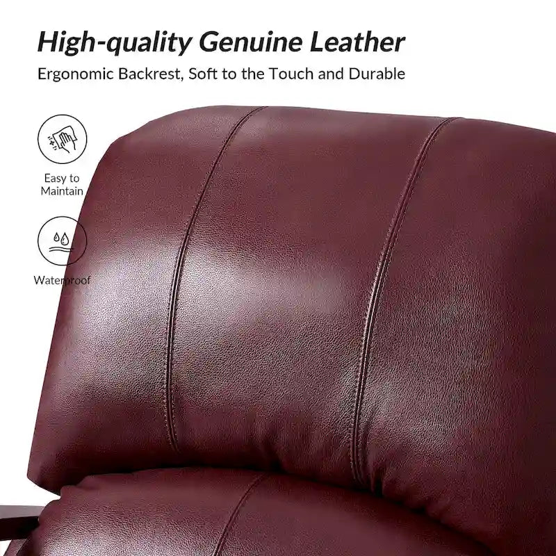 Poltrona reclinabile push-back in vera pelle multicolore, monoposto, braccioli in legno curvi