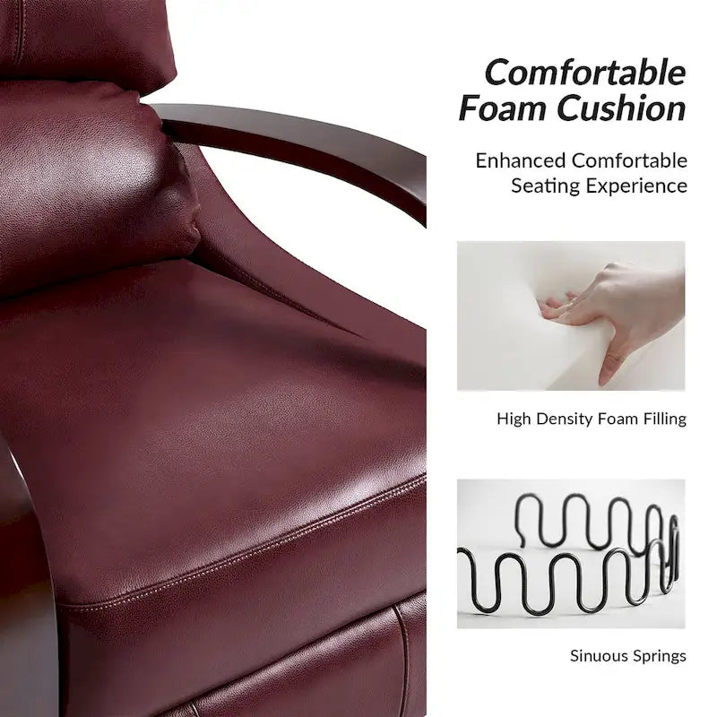 Poltrona reclinabile push-back in vera pelle multicolore, monoposto, braccioli in legno curvi